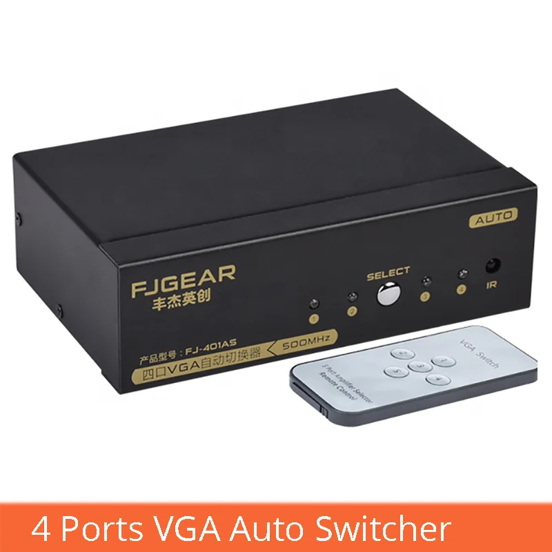 VGA Smart Switch 4 In 1 Out With Remote Control Switch VGA Computer Set-top Box Convert Projector Display FJ-401AS