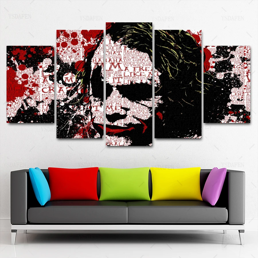 Прямая поставка HD 5 панелей искусство на холсте JK joker word Art 16 картина домашний