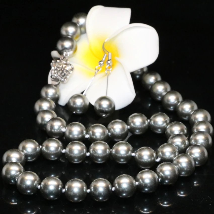 Имитация жемчуга в виде ракушки Стиль Оригинальный дизайн ожерелье серьги 10 мм