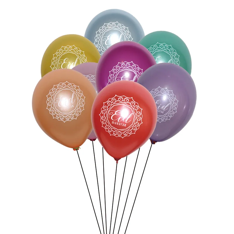 50 Pieces 10 Inch Colorful Eid Mubarak Balloons Latex For Muslim Ramadan Kareem Party Decorations | Дом и сад