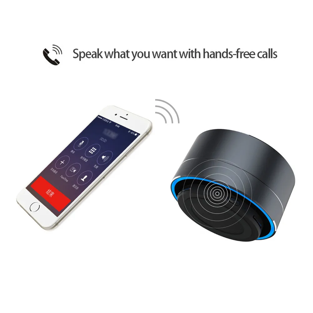 Беспроводной Bluetooth стерео сабвуфер динамик умный Громкая Связь Динамик светодиодный Металлический Стальной мини-карта Поддержка FM радио SD карта портативный