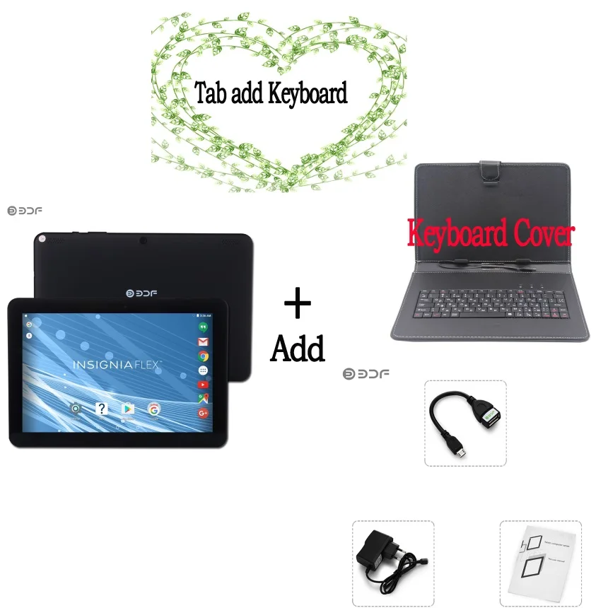 Add Keyboard Новинка, 10 дюймов, четырехъядерный процессор, Android 6,0, планшетный ПК, 1 ГБ ОЗУ, 32 Гб ПЗУ, планшеты на Android, Поддержка Google Play, Bluetooth, WiFi, планшет, 7, 8, 10,1 - Комплект: Add Keyboard
