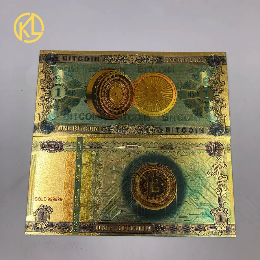 

100pcs/lot ONE BITCOIN plastic souvenir Gold banknotes for collection and playing money