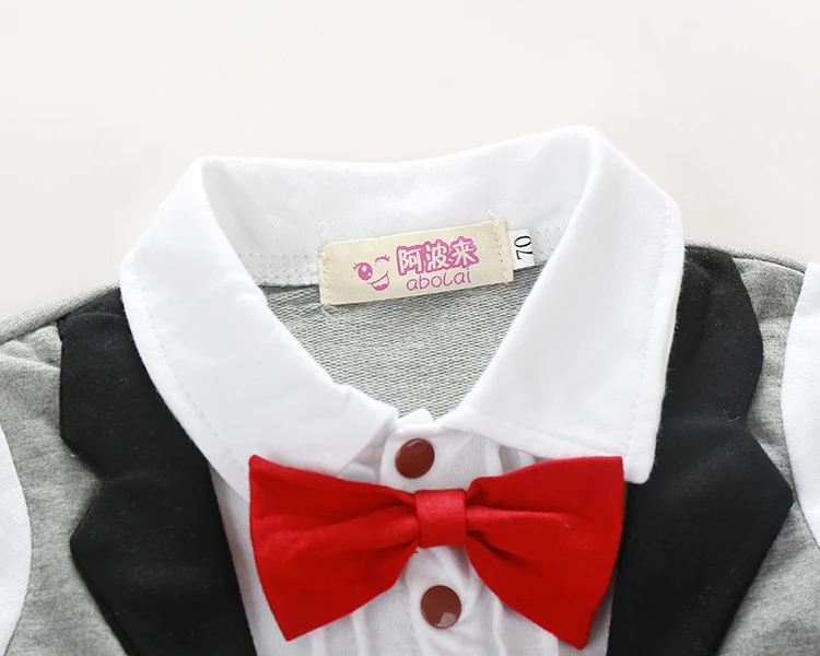 PureMilk newborn jumpsuit genlteman baby clothes with tie wedding |