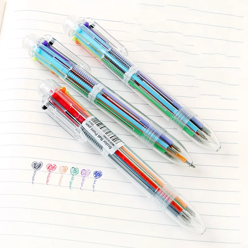 Creative Novelty 6 In 1 Multicolor Ballpoint Pen Multifunctional Color Ball Point Pens Stationery Office School Supplies