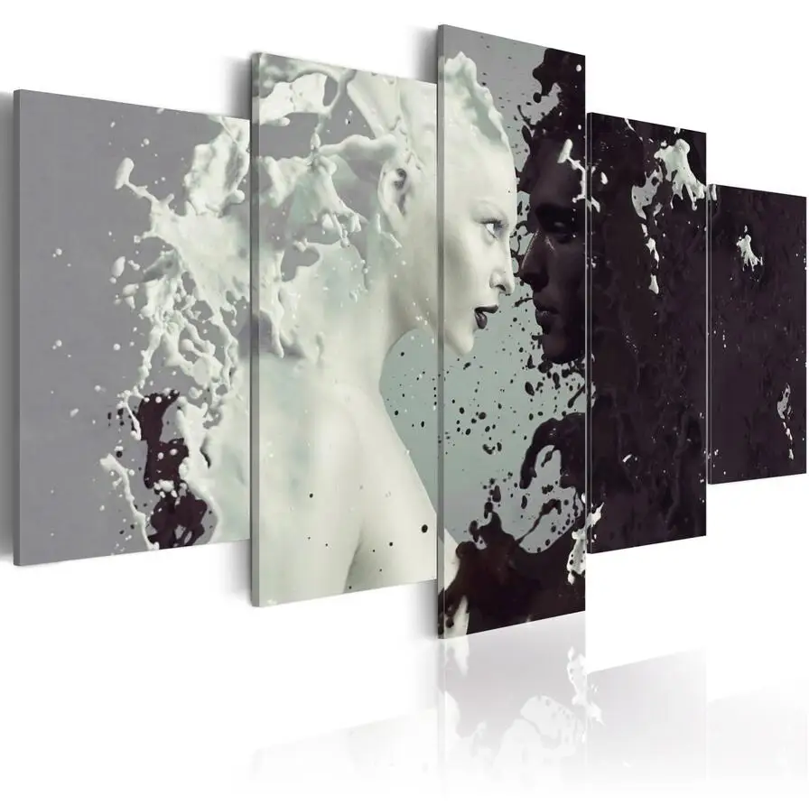Canvas Print Modern Fashion Wall Art the Black and White Abstract Ink Character Love for Home Decoration No Frame(Size:3) | Дом и сад