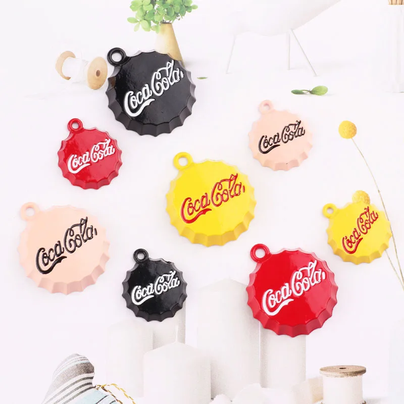 

10pcs Cola Drink Bottle Enamel Cap Charms Drop Oil Alloy Pendants Beverage Floating DIY Earring Bracelet Jewelry Accessory FX015