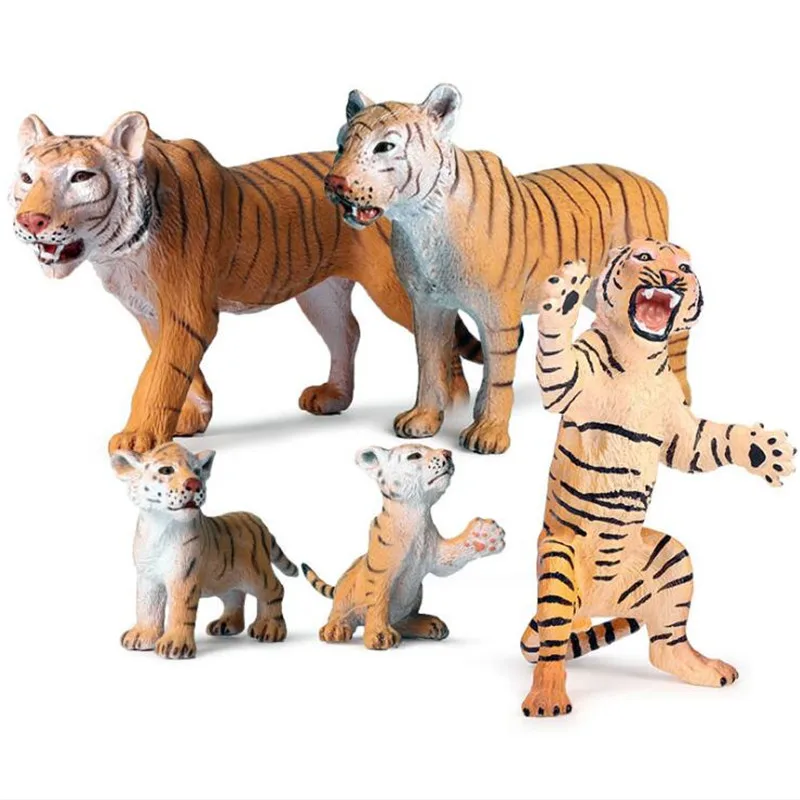 6 шт. дикие Тигры Львы животные фигурка тигра детеныш женский Тигр модель фигурки