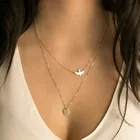 Женское Двухслойное ожерелье с кулоном голубь, простая Золотая цепочка с блестками, ювелирное изделие для ключицы, YN383
