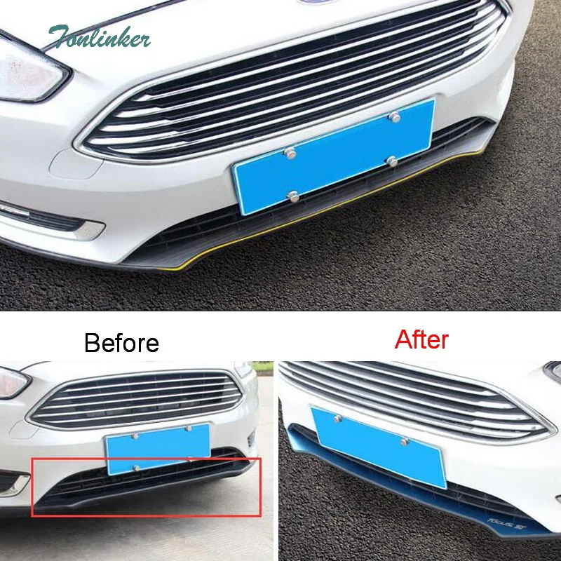 

Tonlinker Cover Stickers for Ford Focus 2015-18 Car Styling 1 PCS Stainless steel Under Racing Grills Decoration cover stickers
