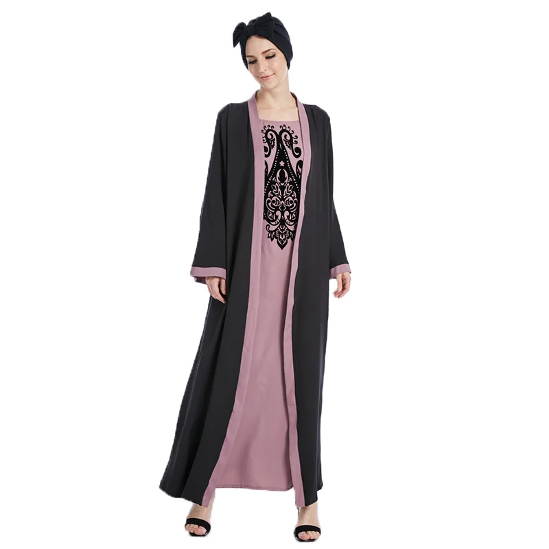 2017 модная женская цельный абайя с арабским принтом Малайзия исламские Абайи