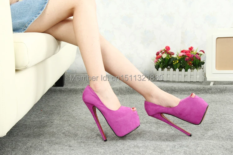 Eur:40-44 45 46 brand 2014 summer sexy Flock wedding shoes 19cm thin heels women's single red bottom Cosplay platform pumps | Обувь
