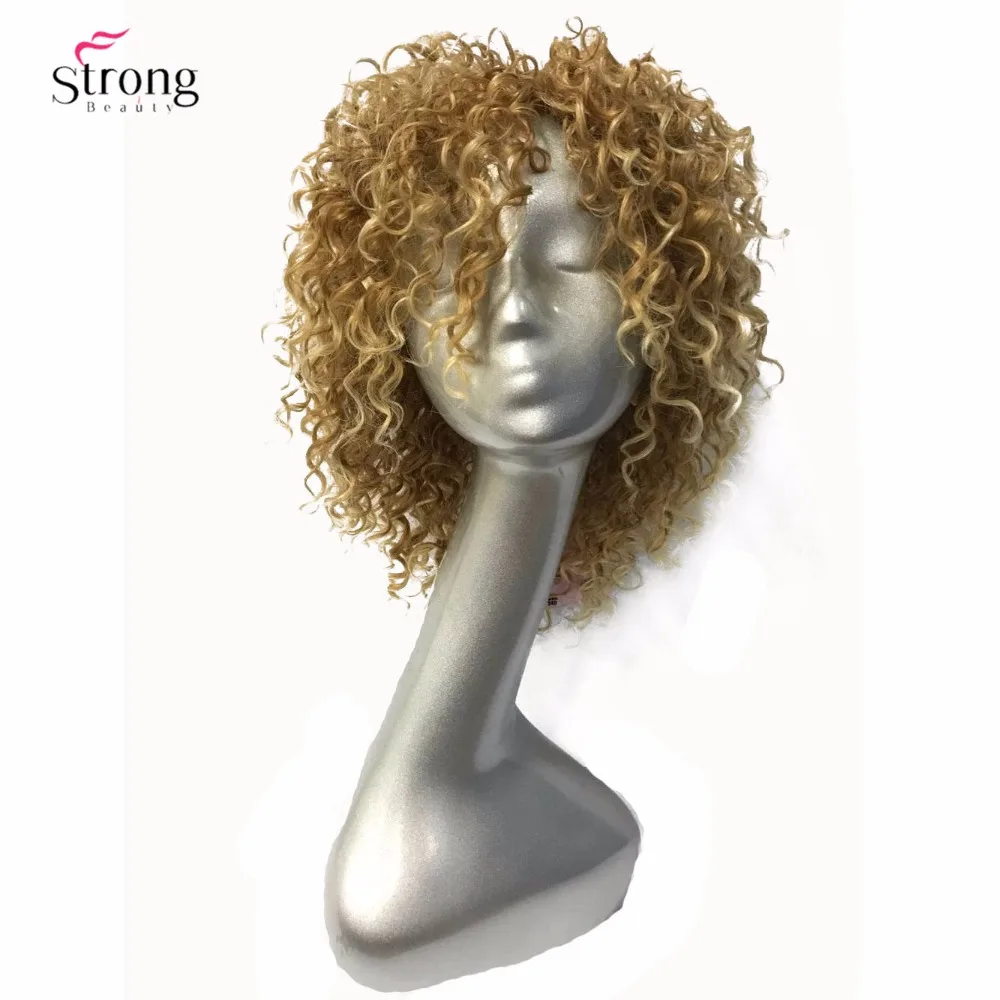 StrongBeauty, женские парики, короткие вьющиеся волосы, Синтетический Полный парик, желтый цвет, формовочный мужской парик