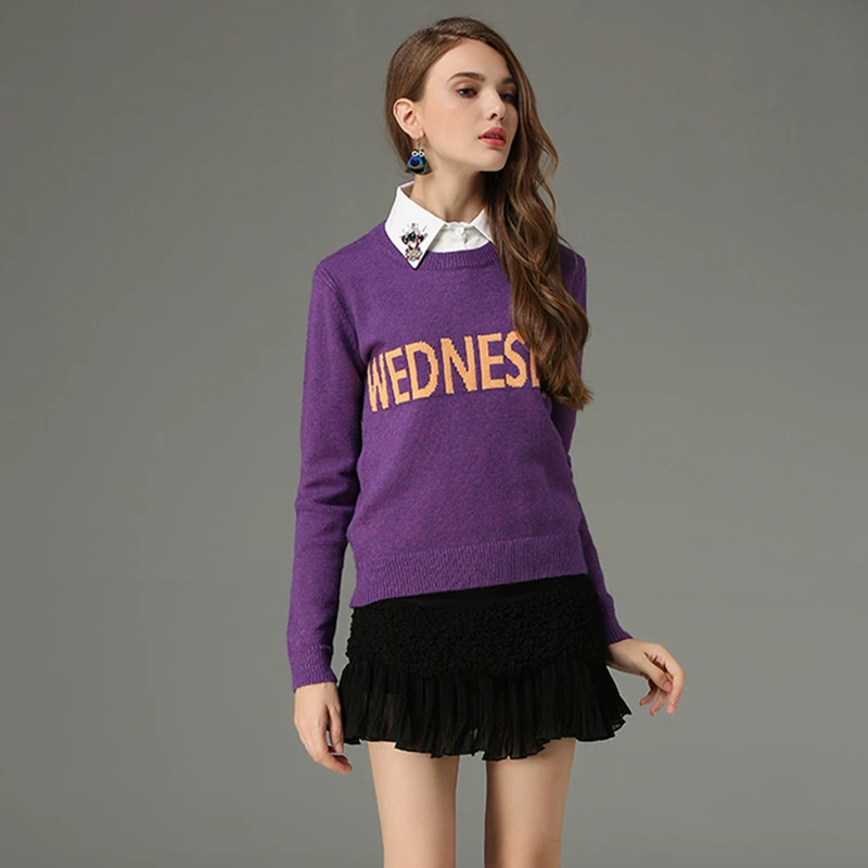 Женский вязаный свитер с надписью подиумный дизайнерский 7 цветов весна-осень 2021