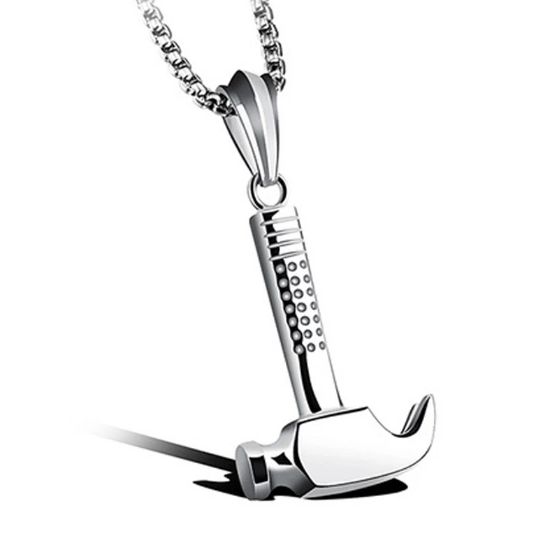 

Stainless steel mini hammer Pendant Necklace for men Fashion tool charm Punk jewelry ornament