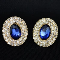 2017 luxurious oval crystal rhinestone gem stud earrings wholesale and retail jewelry earrings for women