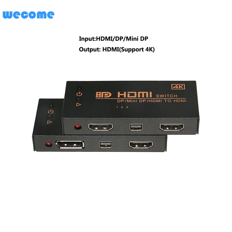WECOM 3 портовый вход HDMI/DP/Mini DP выход HDMI коммутатор в 1 Поддержка порта 4k|switcher hdmi|dp dpdp