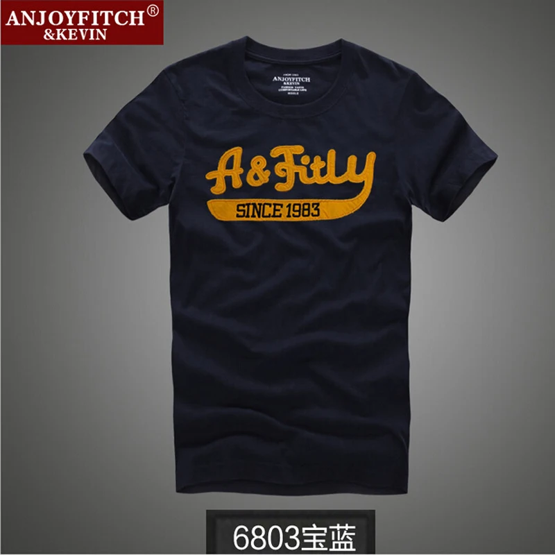ВЫСОКОЕ Качество AF Anjoy и Fitch Марка Повседневная Футболка 100% Хлопок Топы тис Лето