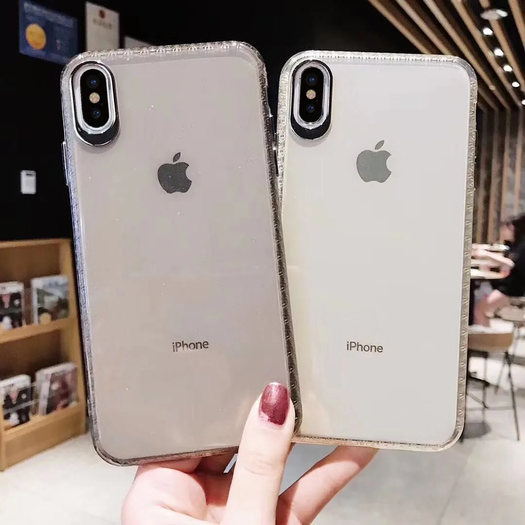 Блестящий Прозрачный мягкий силиконовый чехол из ТПУ для iPhone 7 8 Plus простые Чехлы 6