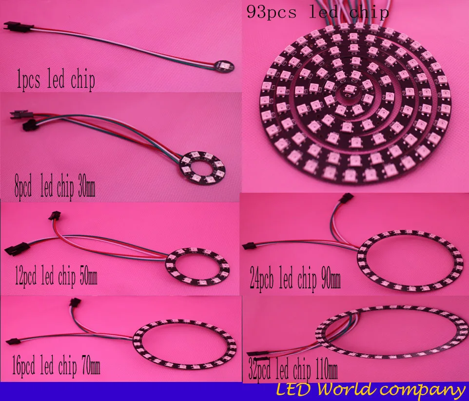 Бесплатная доставка WS2812 5050 RGB LED 1 8 12 16 24 32 93 бит светодиодов светодиодная