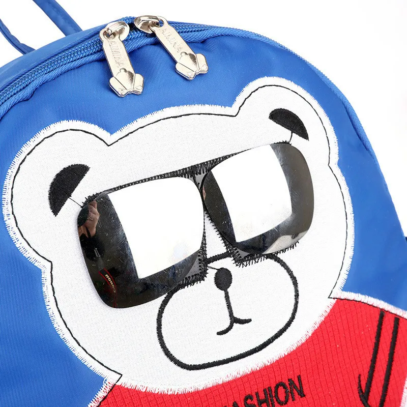 Детский нейлоновый рюкзак в стиле преппи шесть цветов с аппликацией медведя