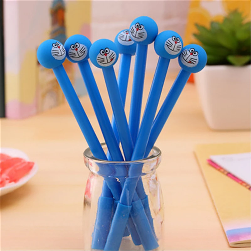 

DL Korean stationery creative lovely cartoon blue cat shape neutral pen pupil prize wholesale Learning appliance ball point pen