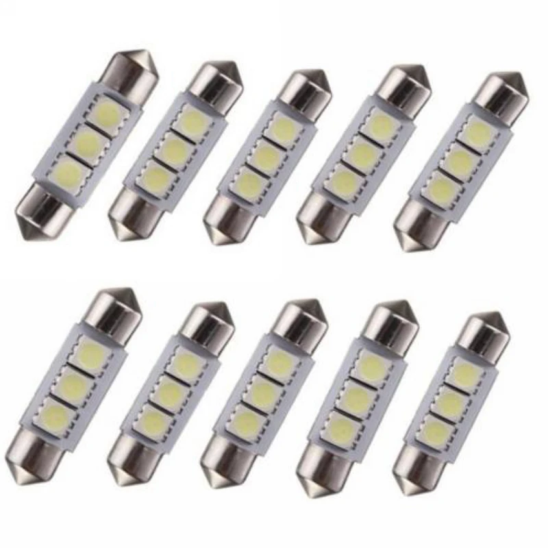 

Mayitr 5pcs Car Auto Lights White 36mm 5050 3SMD LED Festoon Car Interior Dome Light Lamp Bulb