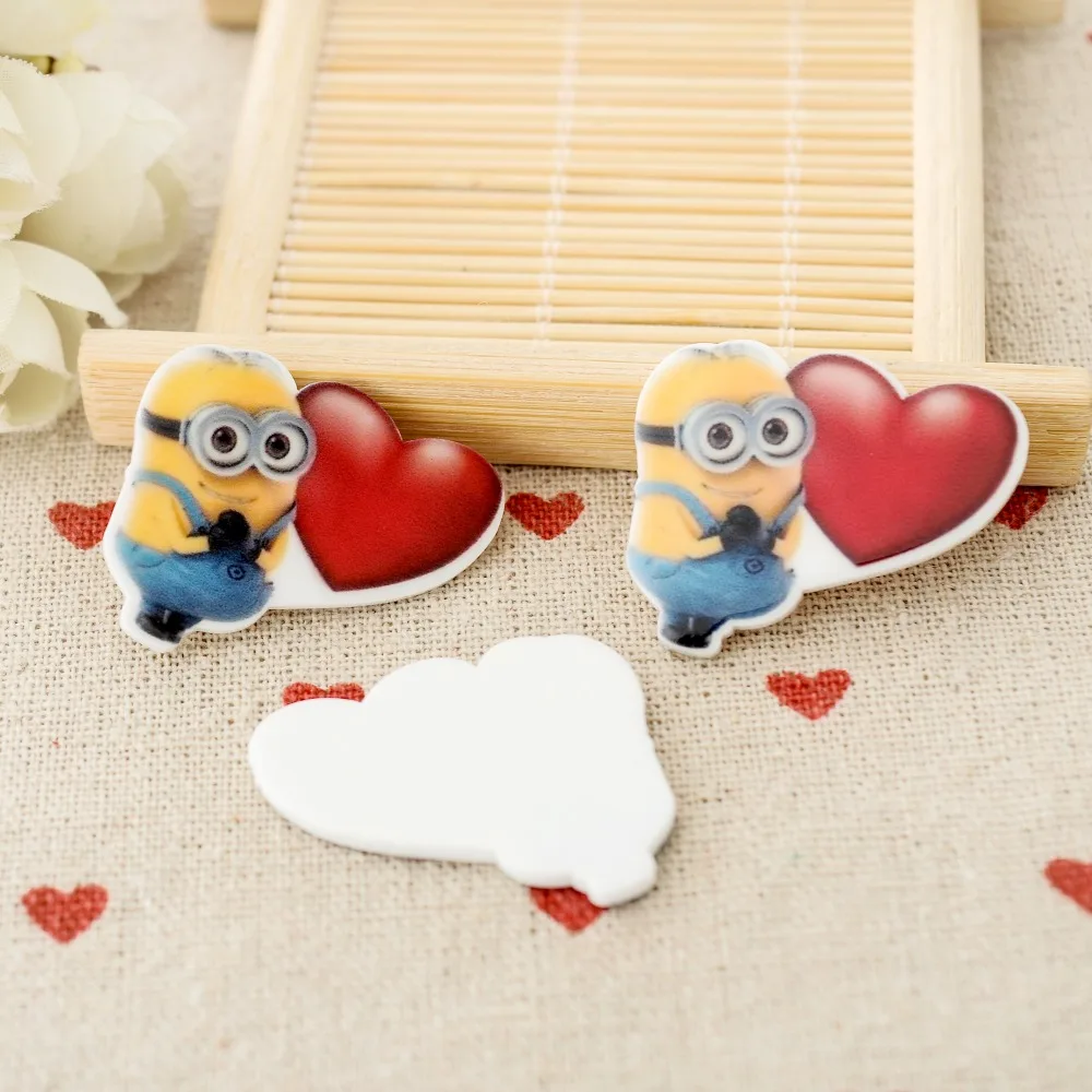 Kawaii сердце Миньоны фигурка праздник украшения ремесла плоское заднее украшение