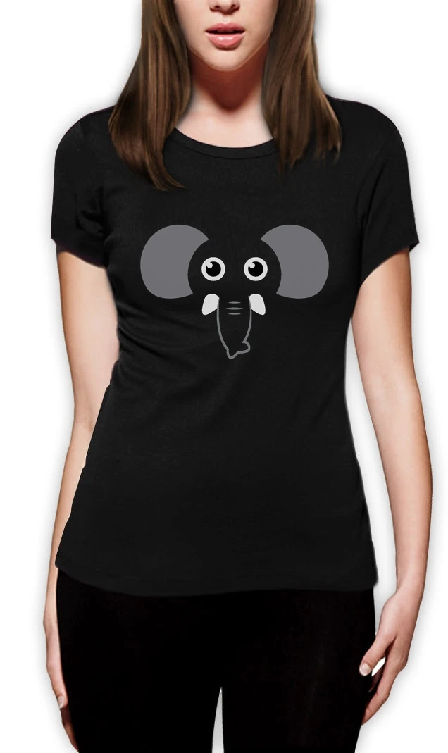 2017 Мода Слон Лицо Подарок для Любителей Милые Забавные Слоны Женщины Футболку