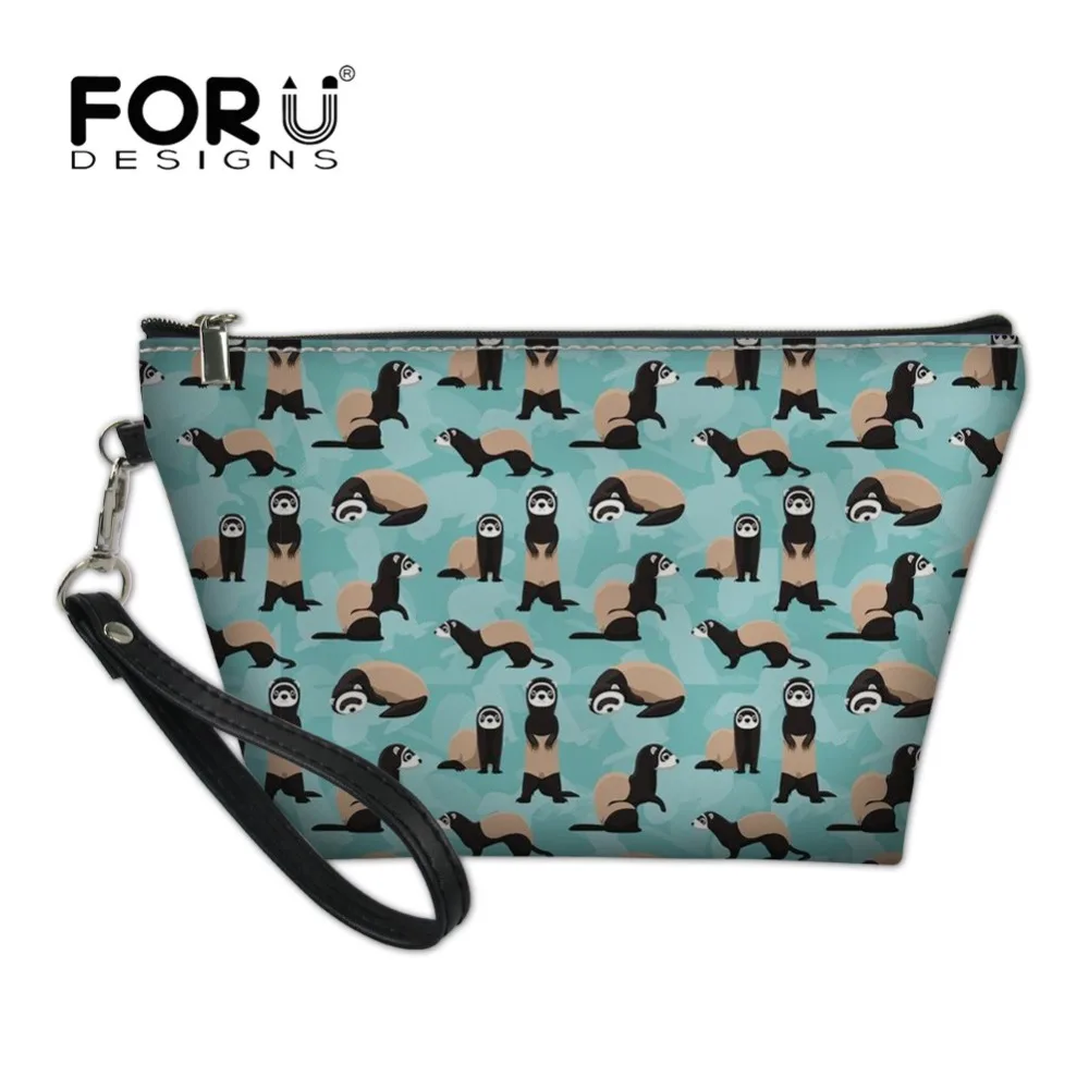 FORUDESIGNS, дерзкие хорьки, женские косметички с принтом, дамская сумочка для макияжа, несессер, органайзер для туалетных принадлежностей, красивые чехлы на молнии