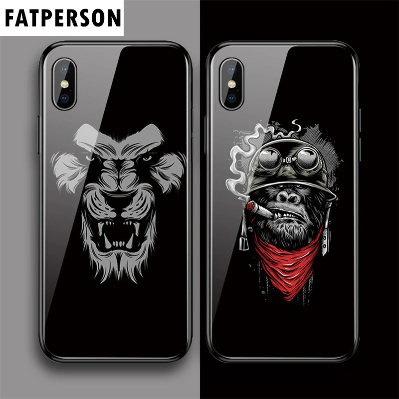 Dark series Animal element чехол из закаленного стекла для телефона iphone 5 6 7 8 6s 6splus 7plus 8plus x xr xs