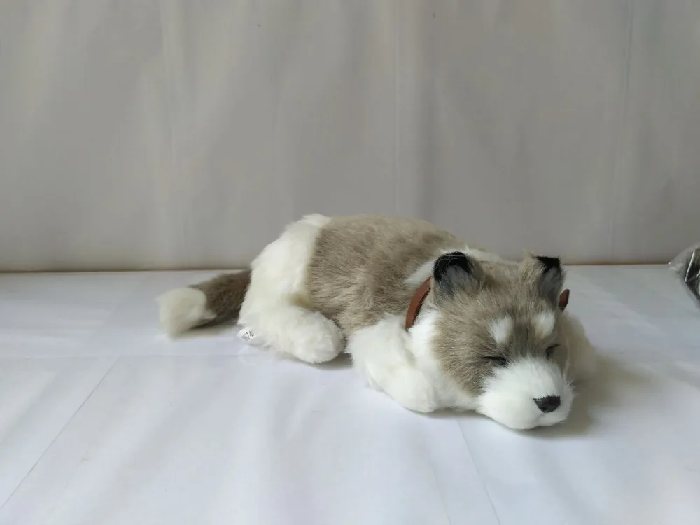 Новый симуляция Хаски игрушка милый спальный Лайка с серым окрасом кукла подарок