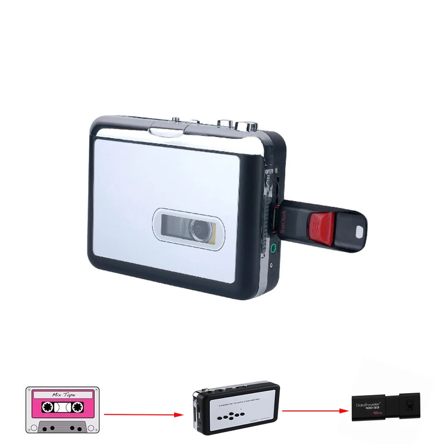 USB Кассетный плеер захват Walkman Кассетная лента в MP3 конвертер, непосредственно записанный MP3 файл в USB флэш/USB накопитель