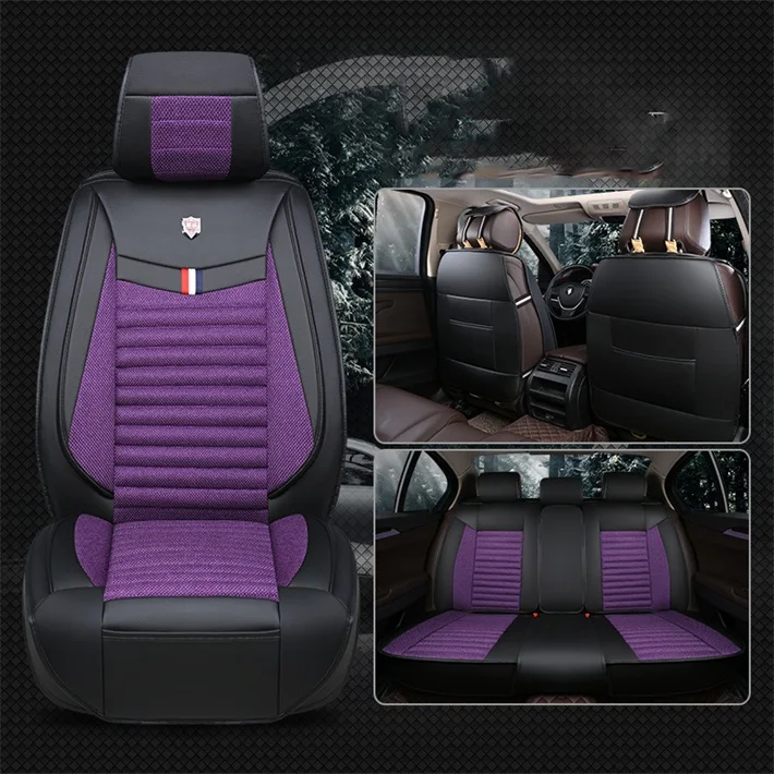 Фиолетовый Универсальные льняные автомобильные чехлы для ford S-MAX smax mk2 Телец фокус st fusion explorer f150 fiesta st capri - Название цвета: Фиолетовый