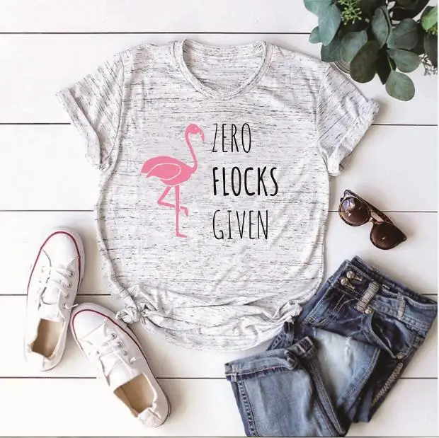 marble FLAMINGO Okoufen Фламинго ZERO FLOCKS футболка Повседневная Женская Топ с коротким рукавом женская футболка с буквенным принтом Прямая поставка - Цвет: marble FLAMINGO
