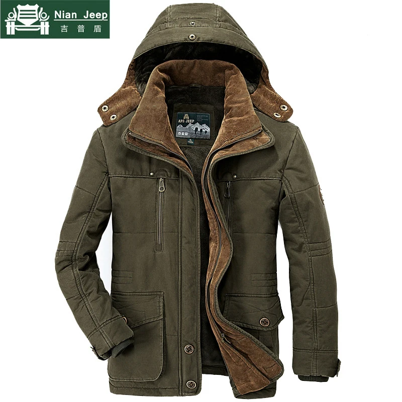 AFS JEEP, брендовые толстые зимние мужские парки, плюс размер, 5XL, 6XL, хлопковая теплая куртка, мужские военные парки с несколькими карманами, Hombre Invierno