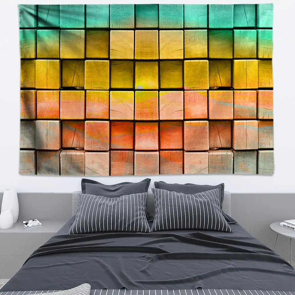 3D гобелен из радужной древесины настенный декоративный в стиле бохо хиппи