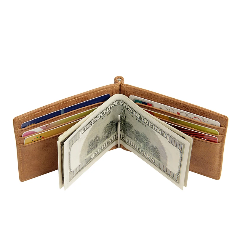 Мужской кожаный кошелек с блокировкой винтажный тонкий из натуральной кожи в