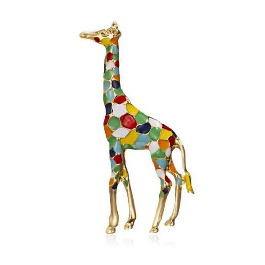 giraffe Rinhoo эмаль животное морской конек лягушка Сова олень Кошка Броши в форме собаки для женщин девушка брошь булавки подарок милые животные повседневные ювелирные изделия - Окраска металла: giraffe