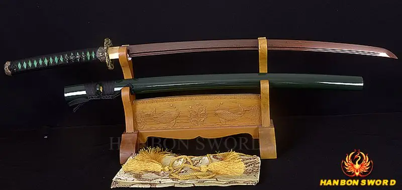 

Japanese Samurai FULL TANG KATANA Damascus Black&Red SWORD Oil Quenched BLADE TRADITIONAL HAND FORGED CUSTOM