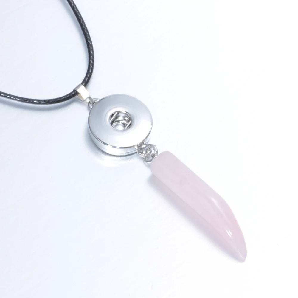 New Arrivals Light Pink Natural Stone Crescent Pendant Necklace Snap Jewelry fit 18mm Button DZ0119d|crescent pendant|snap jewelry pendantnatural