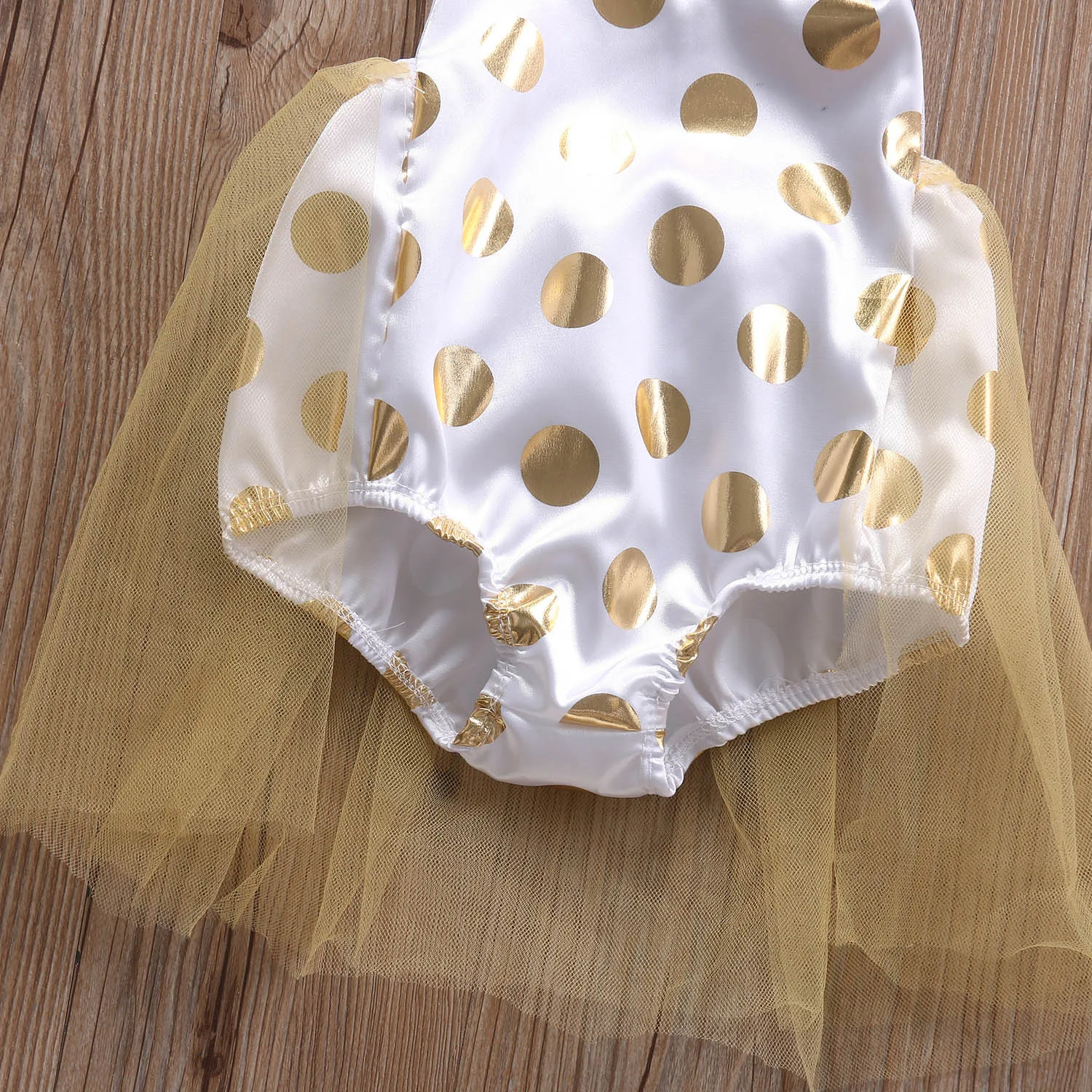 Милый новый комбинезон в Золотой горошек для новорожденных девочек Тюлевое