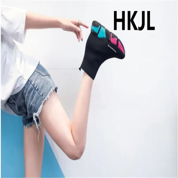 HKJL плюс бархатные носки на платформе, Дикие повседневные женские, супер огонь, дышащие эластичные, увеличивающие кроссовки