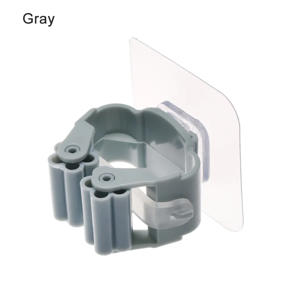 gray 1 шт. настенный держатель для швабры, кухонная щетка, метла, вешалка для хранения, самоклеющаяся швабра, органайзер, полка для ванной комнаты - Цвет: gray