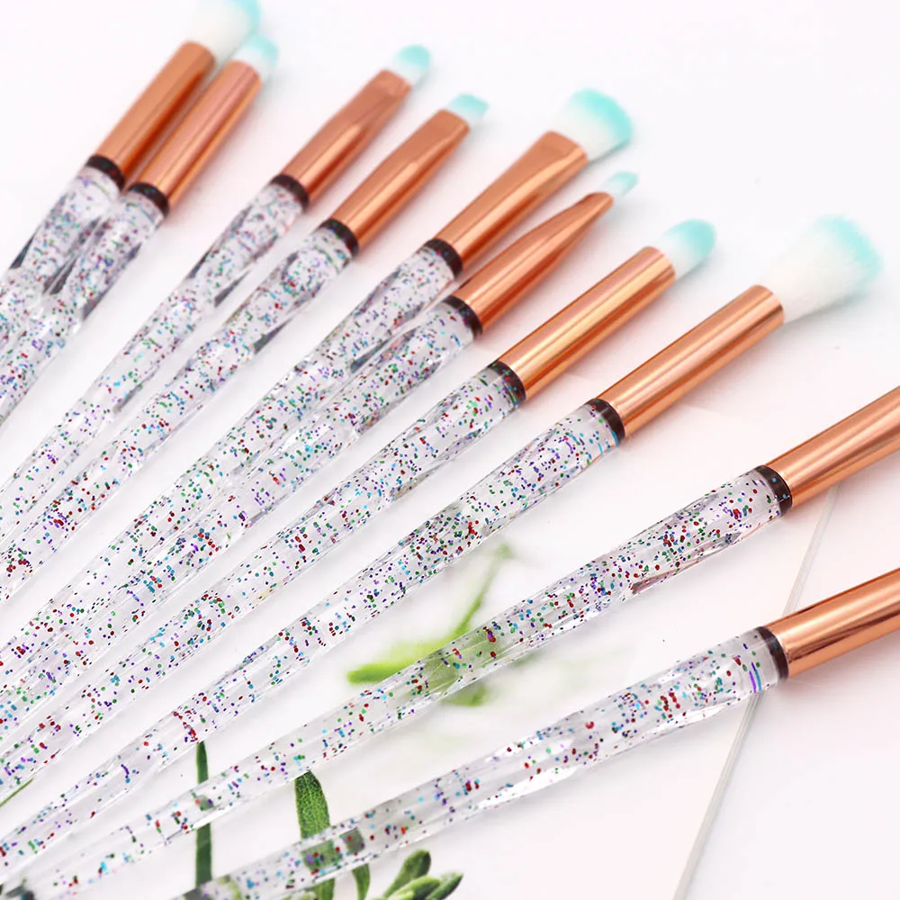 10 шт. кисти для макияжа единорог из горного хрусталя набор теней век основы пудра