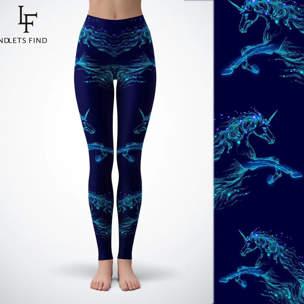 Новинка леггинсы с рисунком единорога Женская одежда из качественной и удобной