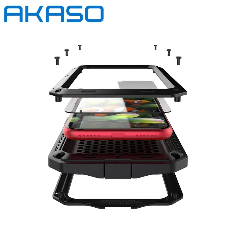 Алюминиевый металлический корпус с силиконовым противоударным закаленным