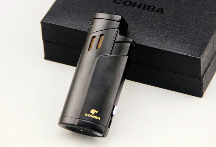 COHIBA зажигалка для сигарет металлическая ветрозащитная 3 факел реактивная