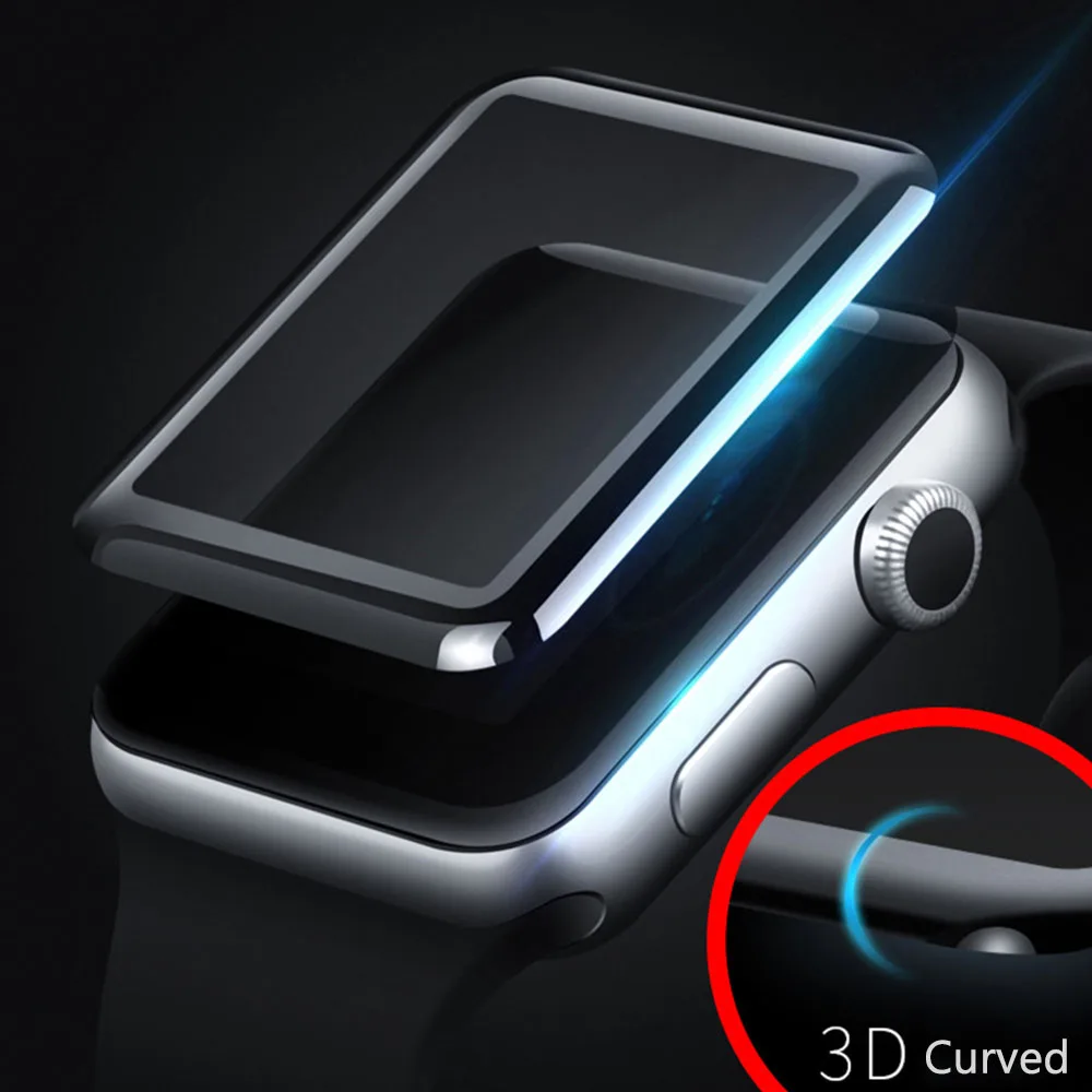 3D полностью проклеенное закаленное стекло для Apple Watch серии 1 2 3 4 защитная пленка
