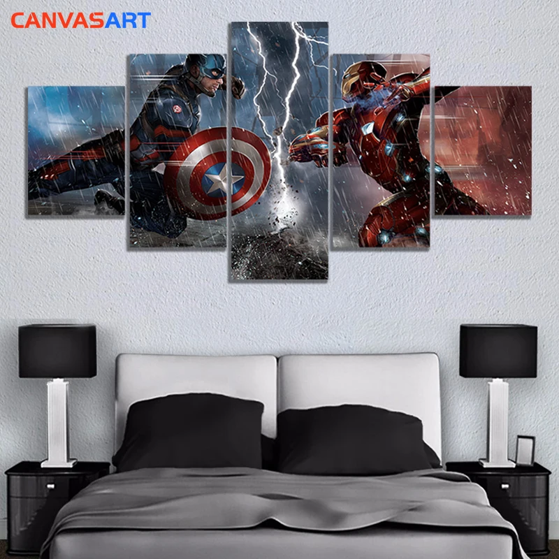 Холст книги по искусству 5 шт. фотографии Железный человек против Капитан Америка
